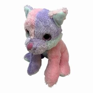 Rare Winkeez Joplin The Cat Plush Big Eyes Kitty Cat Plush 7.5" Tie Die Pastel